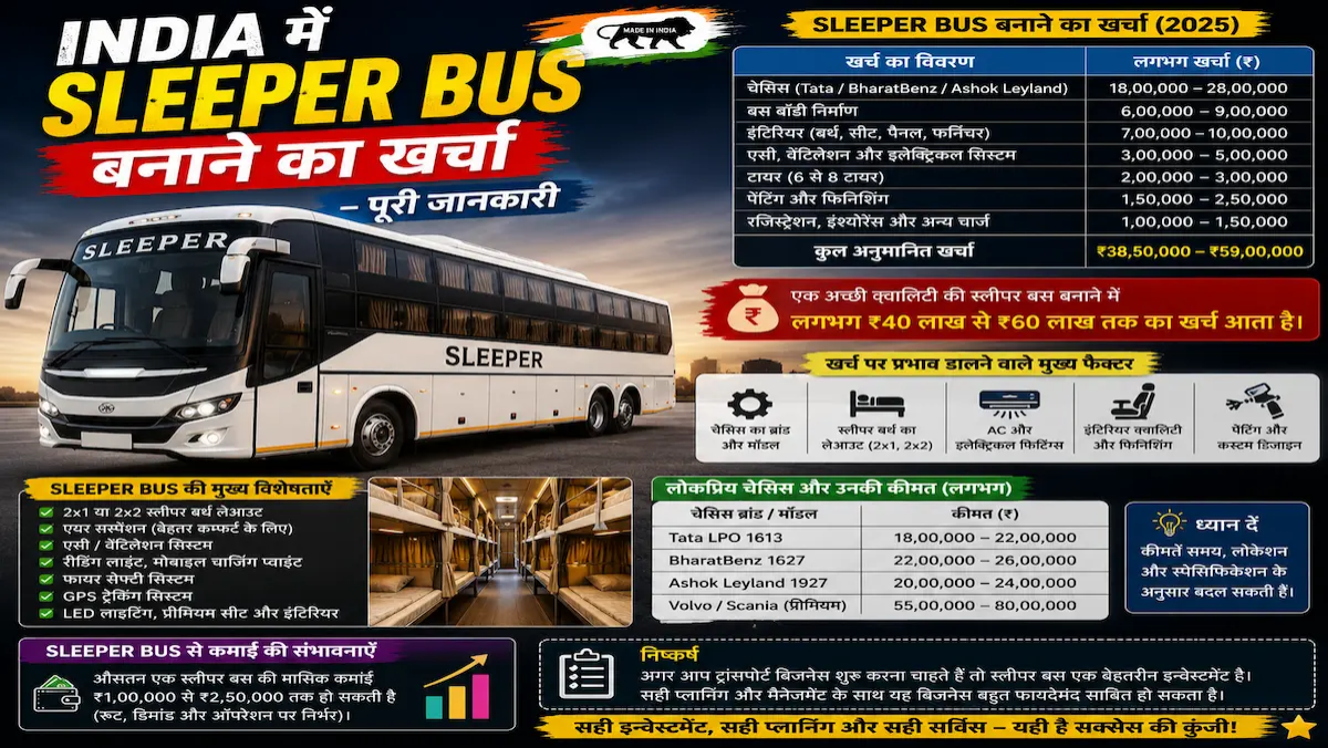 India में Sleeper Bus बनाने का खर्चा – पूरी जानकारी